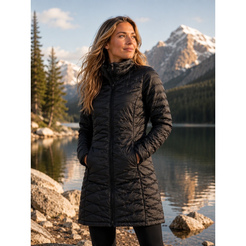 Patagonia Fiona Parka Women XS Black Quilted Down Insulated Puffer‎ Jacket